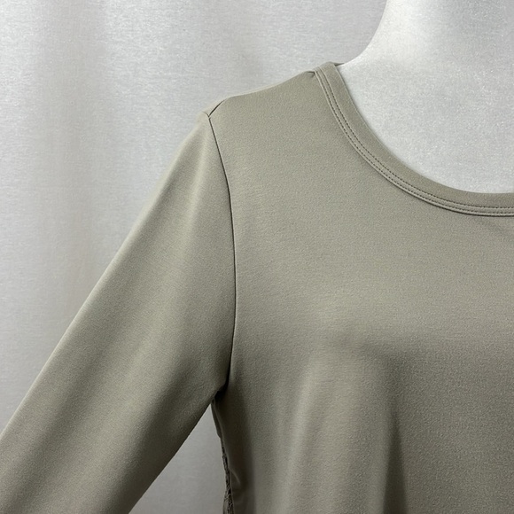 J. Jill Ponte Knit Sterling Taupe Lace Tunic Top Womens Size Medium - Picture 5 of 12